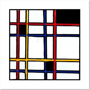 Mondrian Inspired Linework Geometric Abstract Acrylic Painting II Posters and Art